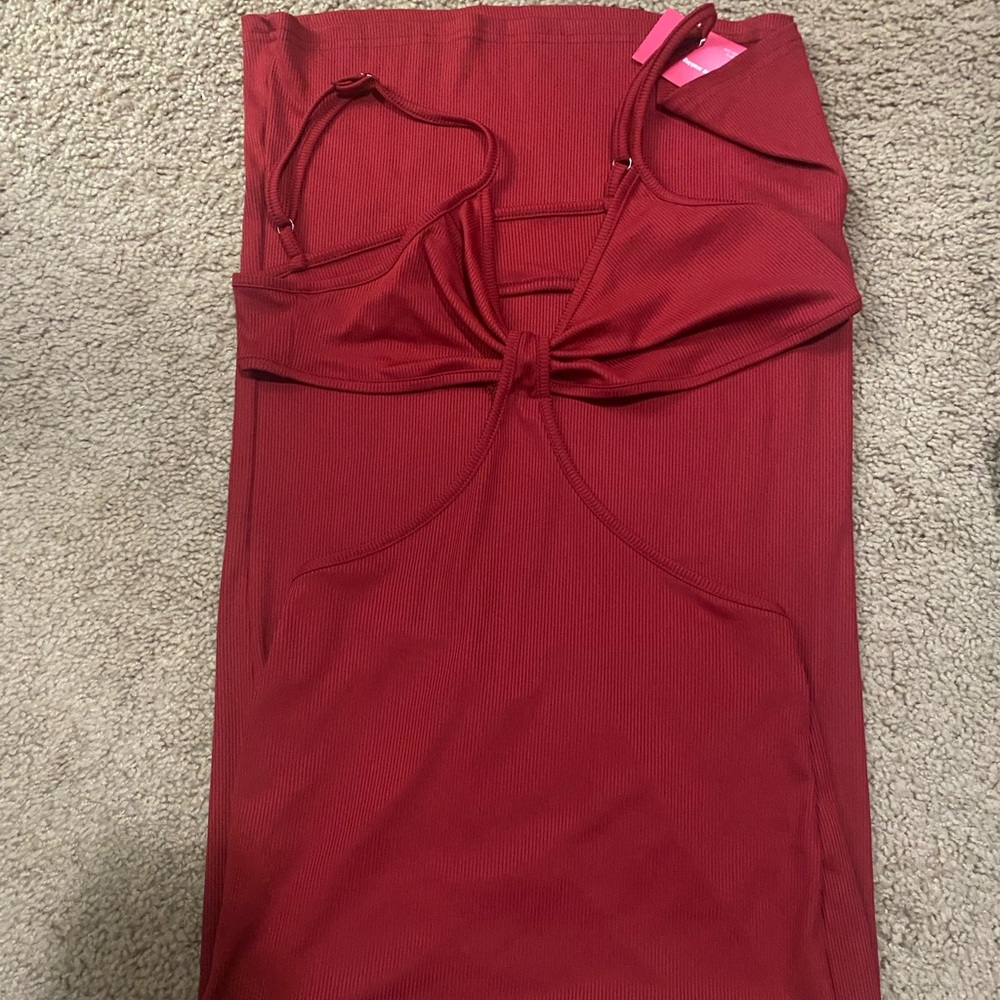 Maroon maxi bodycon cut out dress